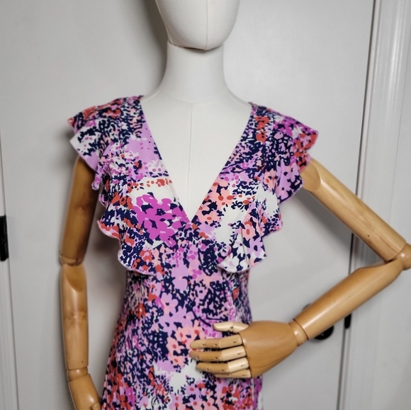 Rails Constance Purple Gardenia Resort Vacation Spring Floral Dress Size Medium - Picture 3 of 15